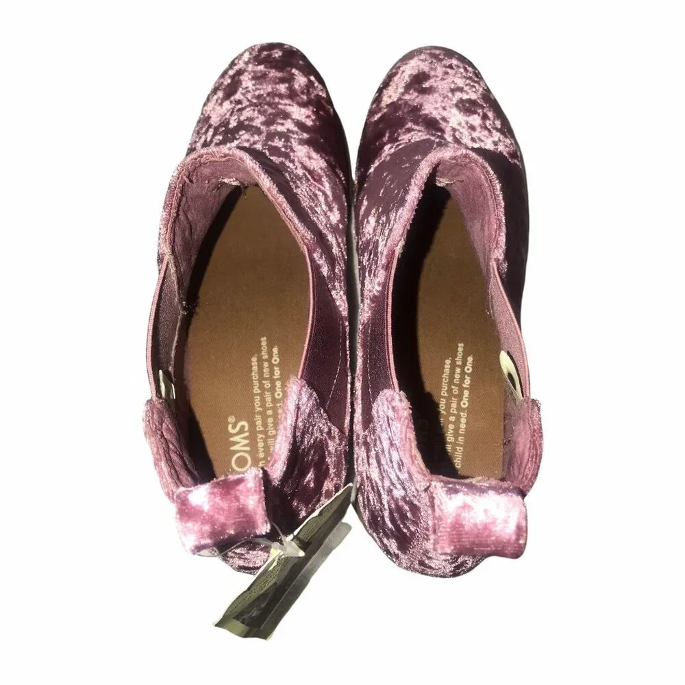 NWT Toms Ella Faded Rose Velvet Ankle Boots 6N Narrow Purple - Picture 9 of 11